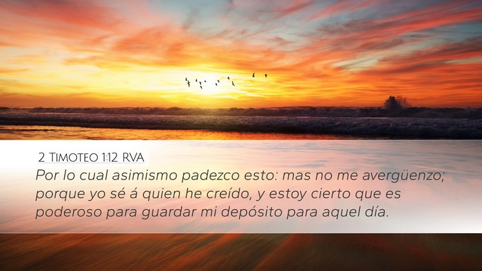 2 Timoteo 1:12 RVA Desktop Wallpaper - Por lo cual asimismo padezco esto: mas no me - Desktop Bible Verse Wallpaper