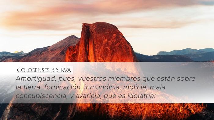 Colosenses 3:5 RVA Desktop Wallpaper - Amortiguad, pues, vuestros miembros que están - Desktop Bible Verse Wallpaper