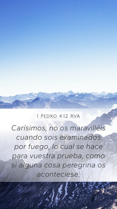 1 Pedro 4:12 RVA Mobile Phone Wallpaper - Carísimos, no os maravilléis cuando sois - Mobile Bible Verse Wallpaper