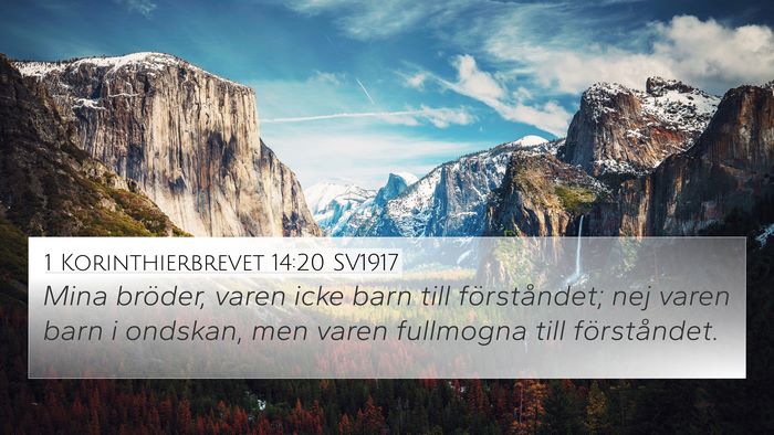 1 Korinthierbrevet 14:20 SV1917 Bible Verse Image