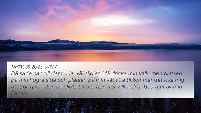 Matteus 20:23 SV1917 4K Wallpaper - Då sade han till dem: »Ja, väl skolen I få - 4K Wallpaper Bible Verse