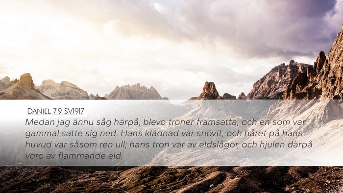 Daniel 7:9 SV1917 Desktop Wallpaper - Medan jag ännu såg härpå, blevo troner - Desktop Bible Verse Wallpaper