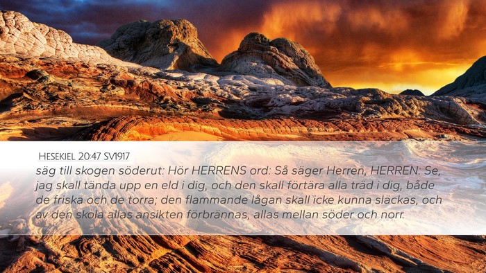 Hesekiel 20:47 SV1917 Desktop Wallpaper - säg till skogen söderut: Hör HERRENS ord: Så - Desktop Bible Verse Wallpaper