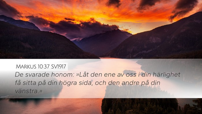 Markus 10:37 SV1917 Desktop Wallpaper - De svarade honom: »Låt den ene av oss i din - Desktop Bible Verse Wallpaper