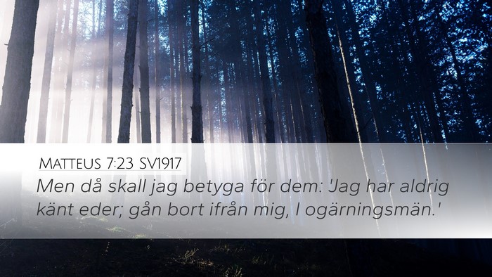 Matteus 7:23 SV1917 Desktop Wallpaper - Men då skall jag betyga för dem: 'Jag har - Desktop Bible Verse Wallpaper