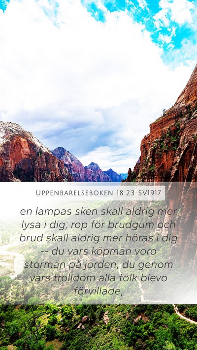 Uppenbarelseboken 18:23 SV1917 Mobile Phone Wallpaper - en lampas sken skall aldrig mer lysa i dig; rop - Mobile Bible Verse Wallpaper