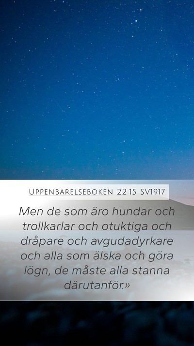 Uppenbarelseboken 22:15 SV1917 Bible Verse Image