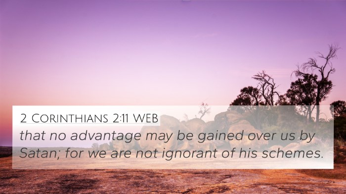 2 Corinthians 2:11 WEB 4K Wallpaper - that no advantage may be gained over us by Satan; - 4K Wallpaper Bible Verse