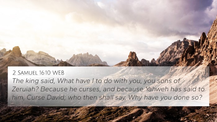 2 Samuel 16:10 WEB 4K Wallpaper - The king said, What have I to do with you, you - 4K Wallpaper Bible Verse