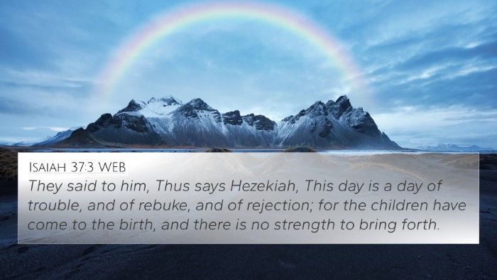 Isaiah 37:3 WEB 4K Wallpaper - They said to him, Thus says Hezekiah, This day is - 4K Wallpaper Bible Verse