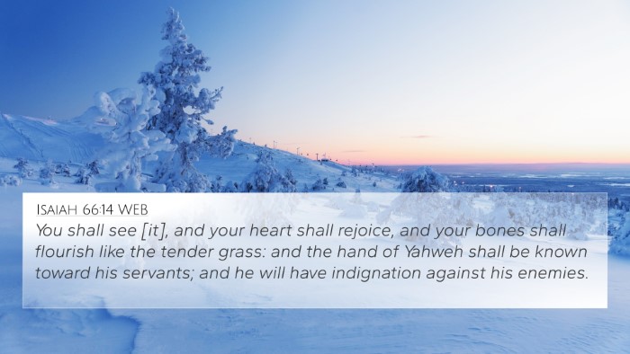 Isaiah 66:14 WEB Bible Verse Image