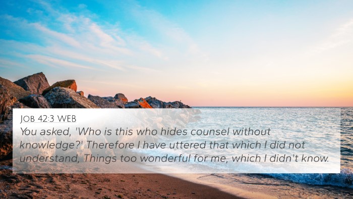 Job 42:3 WEB 4K Wallpaper - You asked, 'Who is this who hides counsel without - 4K Wallpaper Bible Verse