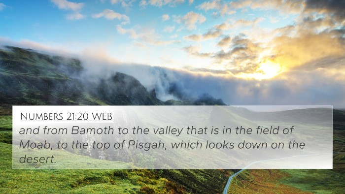 Numbers 21:20 WEB 4K Wallpaper - and from Bamoth to the valley that is in the - 4K Wallpaper Bible Verse