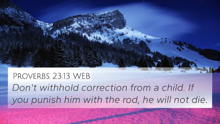 Proverbs 23:13 WEB Bible Verse Image