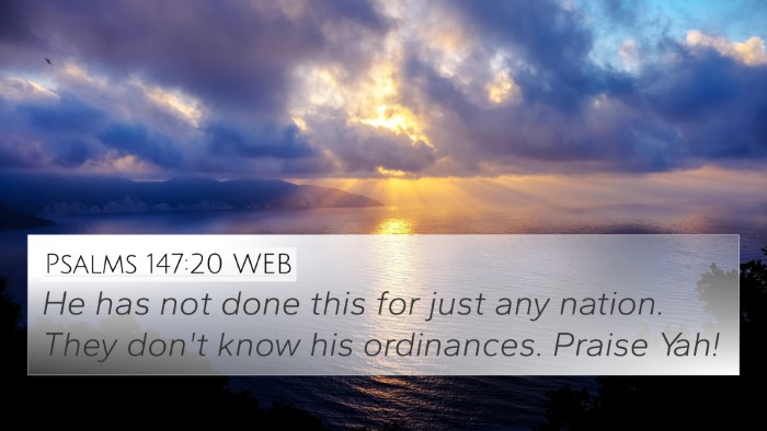 Psalms 147:20 WEB 4K Wallpaper - He has not done this for just any nation. They - 4K Wallpaper Bible Verse