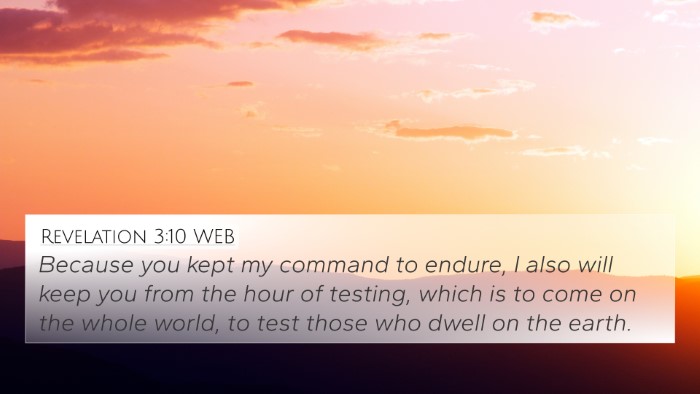 Revelation 3:10 WEB 4K Wallpaper - Because you kept my command to endure, I also - 4K Wallpaper Bible Verse