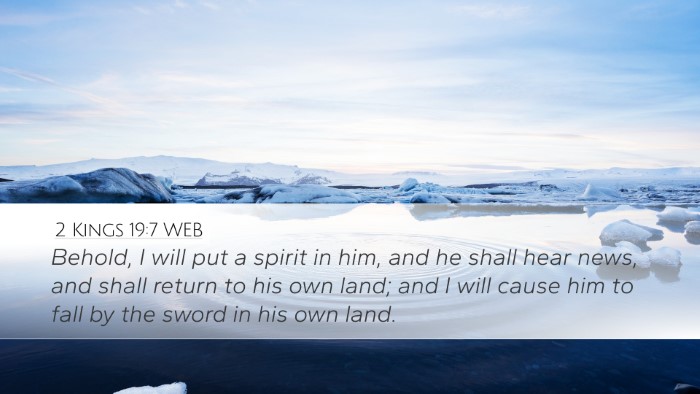 2 Kings 19:7 WEB Desktop Wallpaper - Behold, I will put a spirit in him, and he shall - Desktop Bible Verse Wallpaper