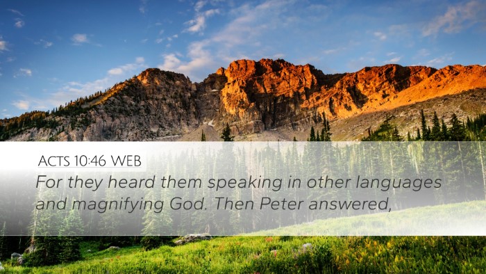 Acts 10:46 WEB Desktop Wallpaper - For they heard them speaking in other languages - Desktop Bible Verse Wallpaper