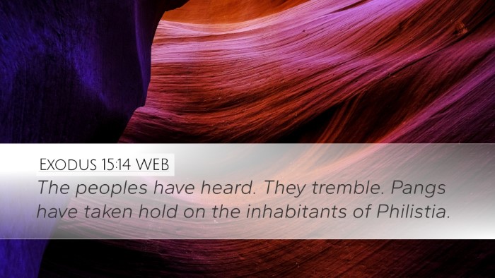 Exodus 15:14 WEB Desktop Wallpaper - The peoples have heard. They tremble. Pangs have - Desktop Bible Verse Wallpaper