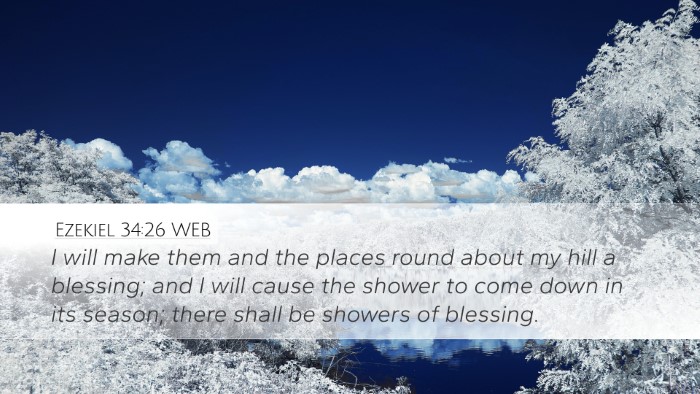 Ezekiel 34:26 WEB Desktop Wallpaper - I will make them and the places round about my - Desktop Bible Verse Wallpaper