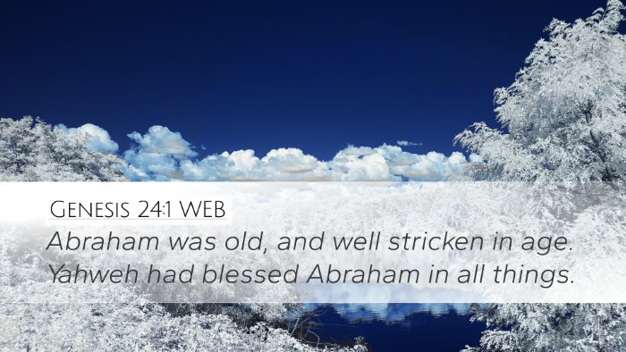 Genesis 24:1 WEB Desktop Wallpaper - Abraham was old, and well stricken in age. Yahweh - Desktop Bible Verse Wallpaper