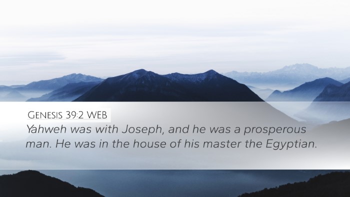 Genesis 39:2 WEB Desktop Wallpaper - Yahweh was with Joseph, and he was a prosperous - Desktop Bible Verse Wallpaper