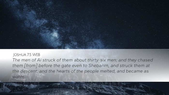 Joshua 7:5 WEB Desktop Wallpaper - The men of Ai struck of them about thirty-six - Desktop Bible Verse Wallpaper