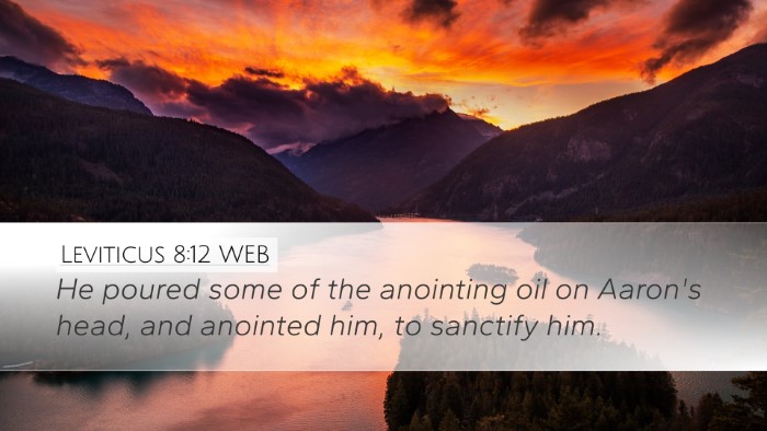 Leviticus 8:12 WEB Desktop Wallpaper - He poured some of the anointing oil on Aaron's - Desktop Bible Verse Wallpaper