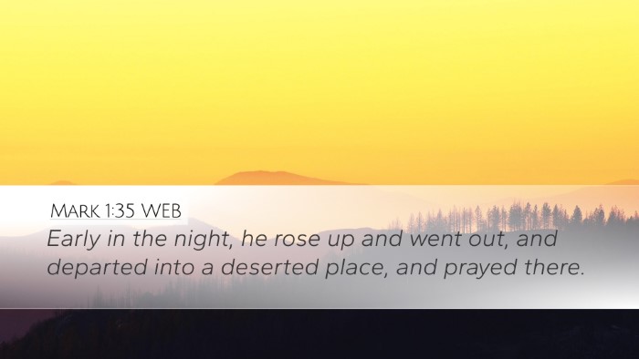 Mark 1:35 WEB Desktop Wallpaper - Early in the night, he rose up and went out, and - Desktop Bible Verse Wallpaper