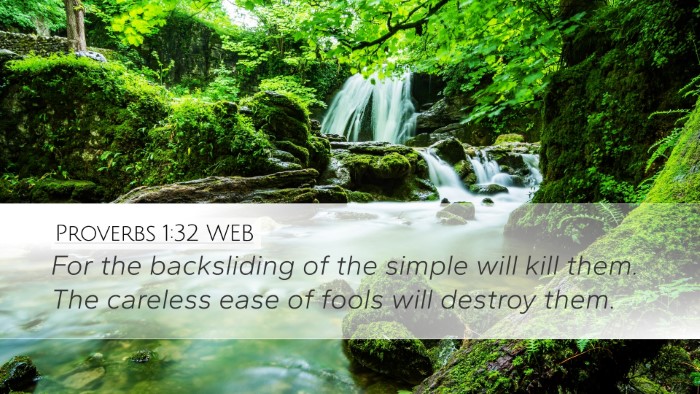 Proverbs 1:32 WEB Desktop Wallpaper - For the backsliding of the simple will kill them. - Desktop Bible Verse Wallpaper