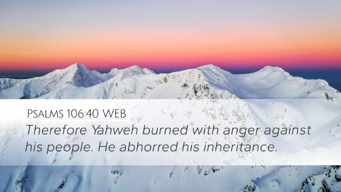 Psalms 106:40 WEB Desktop Wallpaper - Therefore Yahweh burned with anger against his - Desktop Bible Verse Wallpaper