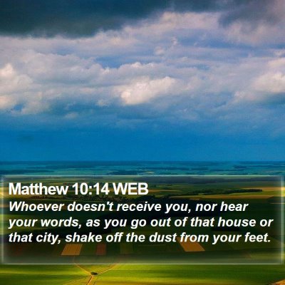 Matthew 10:14 WEB Bible Verse Image