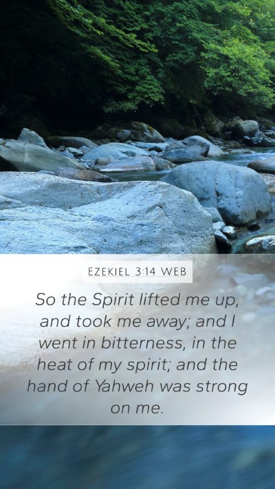 Ezekiel 3:14 WEB Mobile Phone Wallpaper - So the Spirit lifted me up, and took me away; and - Mobile Bible Verse Wallpaper