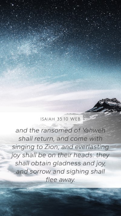 Isaiah 35:10 WEB Mobile Phone Wallpaper - and the ransomed of Yahweh shall return, and come - Mobile Bible Verse Wallpaper