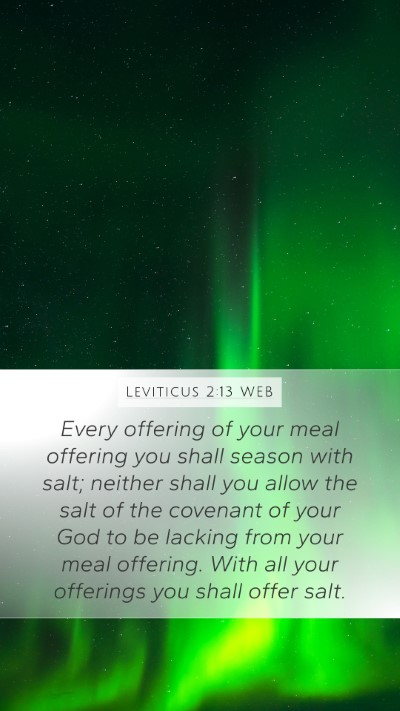 Leviticus 2:13 WEB Mobile Phone Wallpaper - Every offering of your meal offering you shall - Mobile Bible Verse Wallpaper