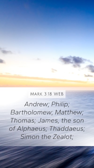 Mark 3:18 WEB Bible Verse Image