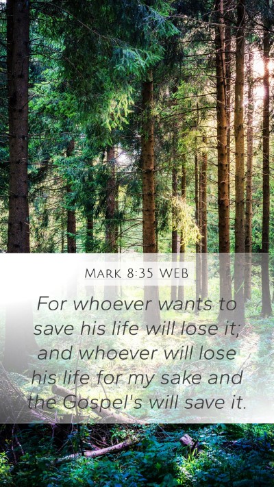 Mark 8:35 WEB Bible Verse Image